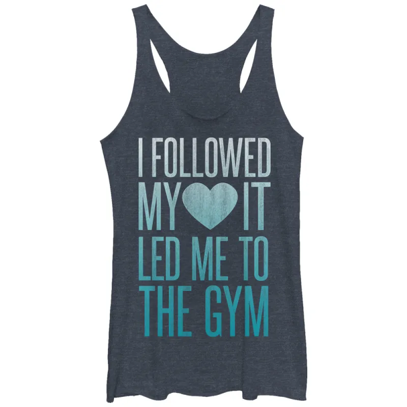 Women's CHIN UP I Followed My Heart to the Gym Racerback Tank Top sold by Chin Up Apparel