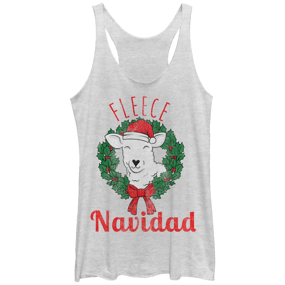 Women's CHIN UP Christmas Fleece Navidad Racerback Tank Top sold by Chin Up Apparel