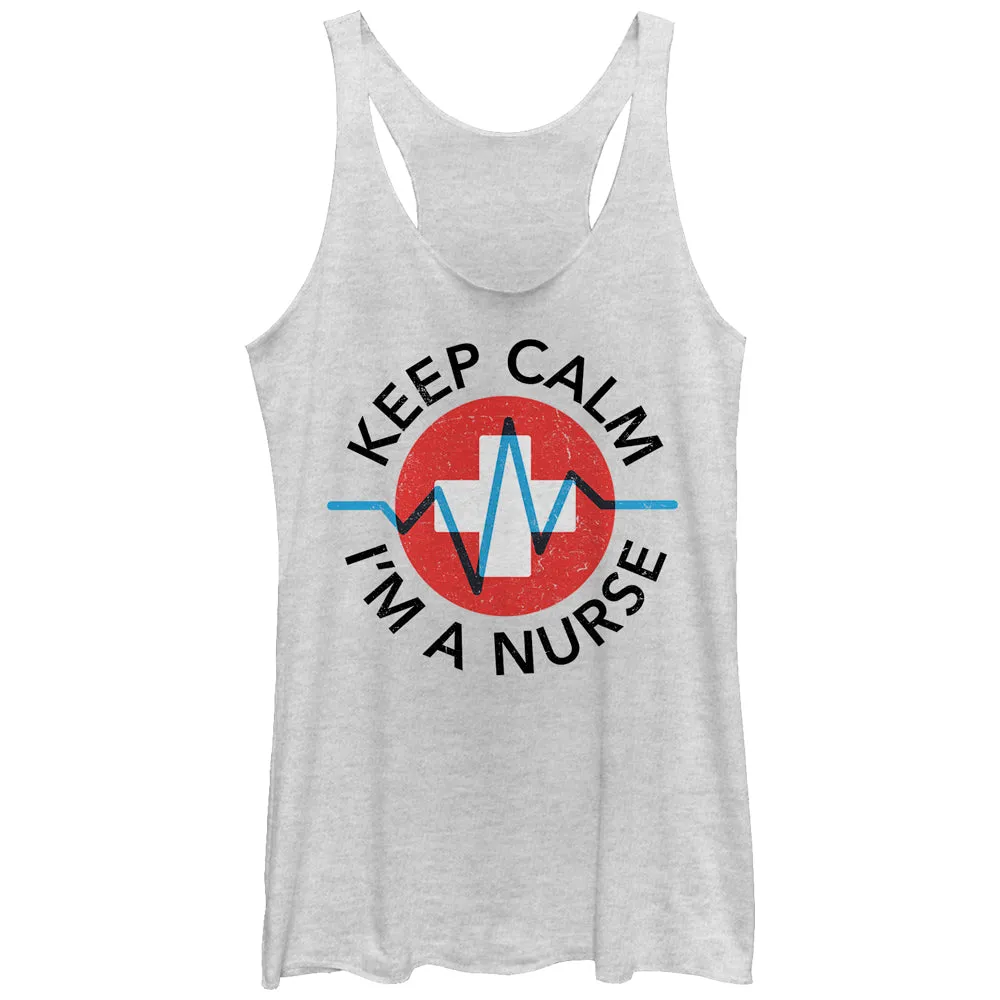 Women's CHIN UP Keep Calm I'm a Nurse Racerback Tank Top sold by Chin Up Apparel