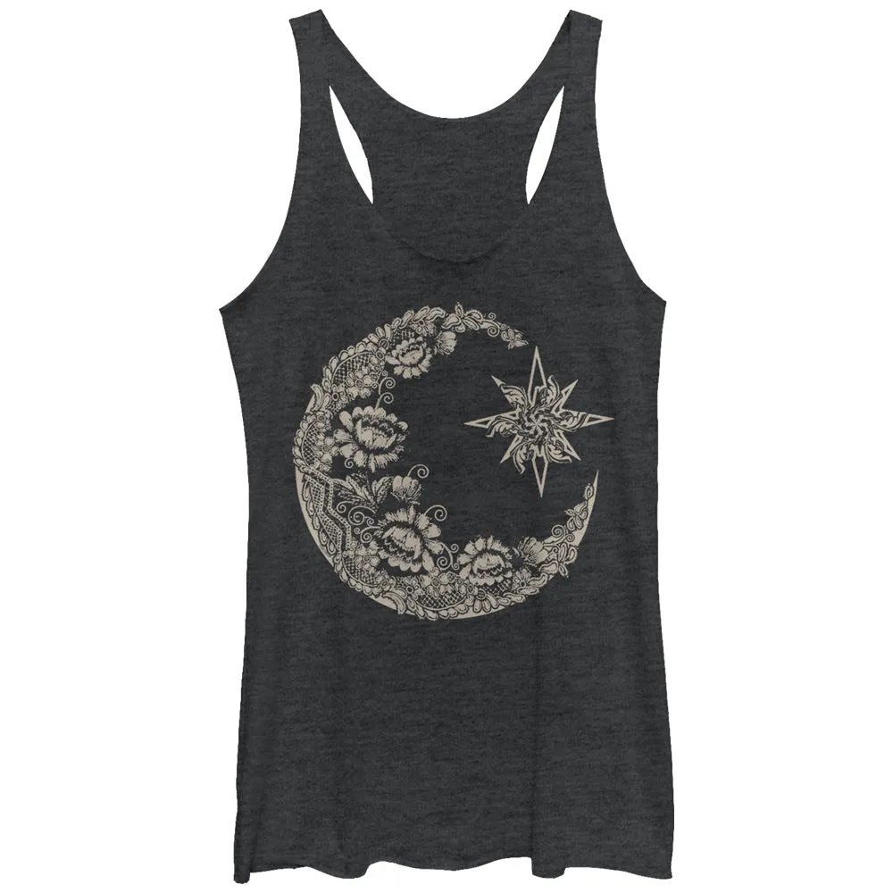 Women's CHIN UP Lace Print Moon Racerback Tank Top sold by Chin Up Apparel