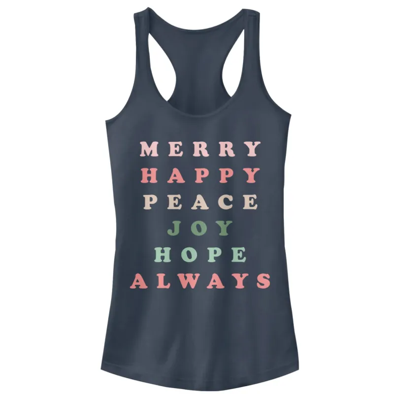 Junior's CHIN UP Christmas Joy Always Racerback Tank Top sold by Chin Up Apparel