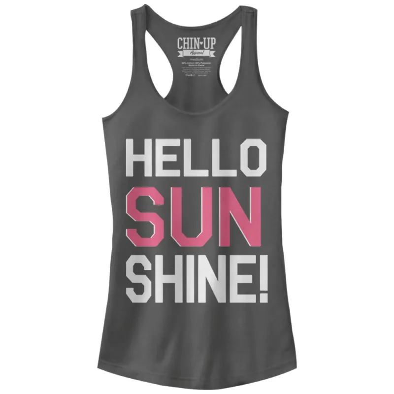 Junior's CHIN UP Hello Sunshine Racerback Tank Top sold by Chin Up Apparel