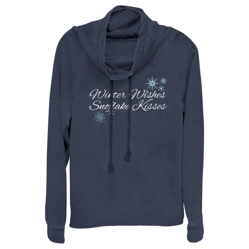 Junior's CHIN UP Winter Wishes & Snowflake Kisses Cowl Neck Sweatshirt sold by Chin Up Apparel