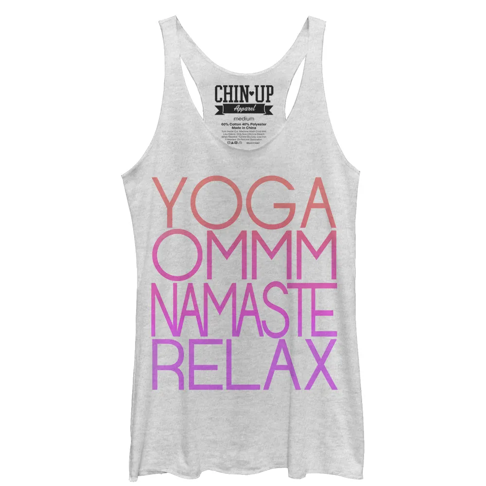 Women's CHIN UP Yoga Words Racerback Tank Top sold by Chin Up Apparel