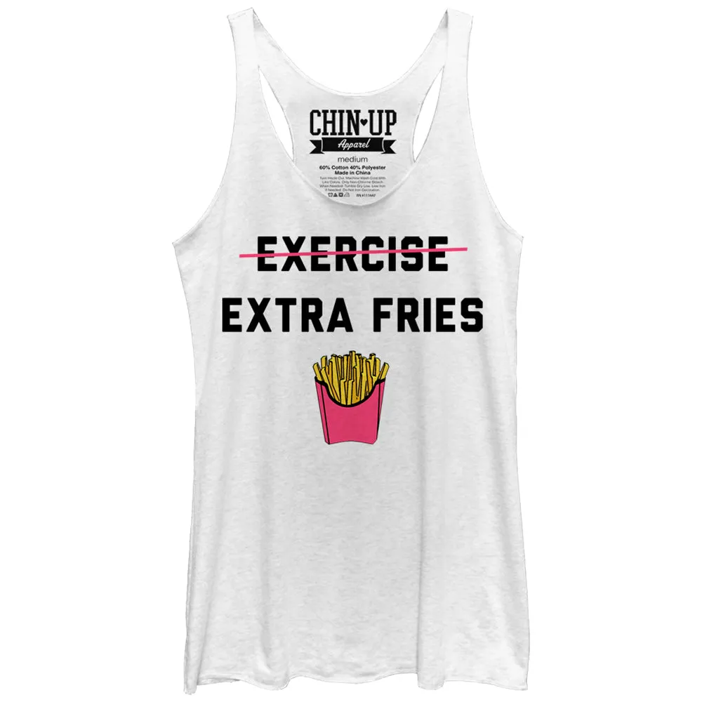 Women's CHIN UP Exercise Extra Fries Racerback Tank Top sold by Chin Up Apparel