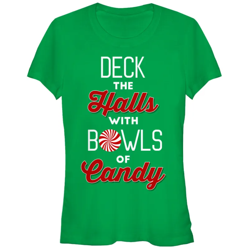 Junior's CHIN UP Christmas Candy Deck the Halls T-Shirt sold by Chin Up Apparel