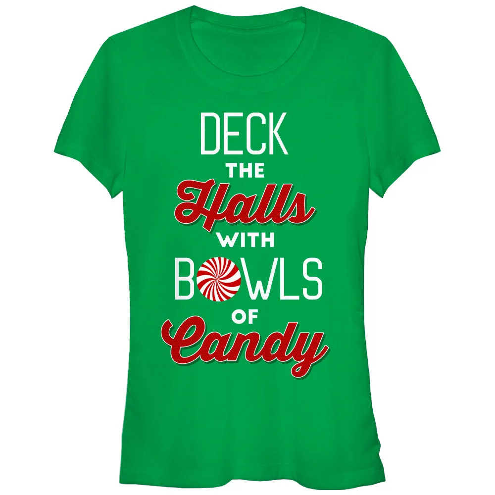 Junior's CHIN UP Christmas Candy Deck the Halls T-Shirt sold by Chin Up Apparel