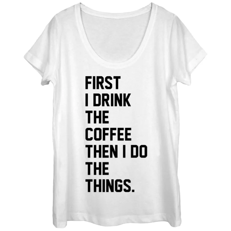 Women's CHIN UP First Coffee Then Things Scoop Neck sold by Chin Up Apparel