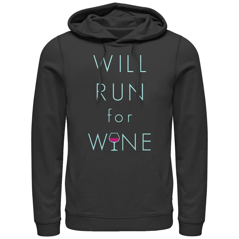 Men's CHIN UP Will Run For Wine Glass Pull Over Hoodie sold by Chin Up Apparel