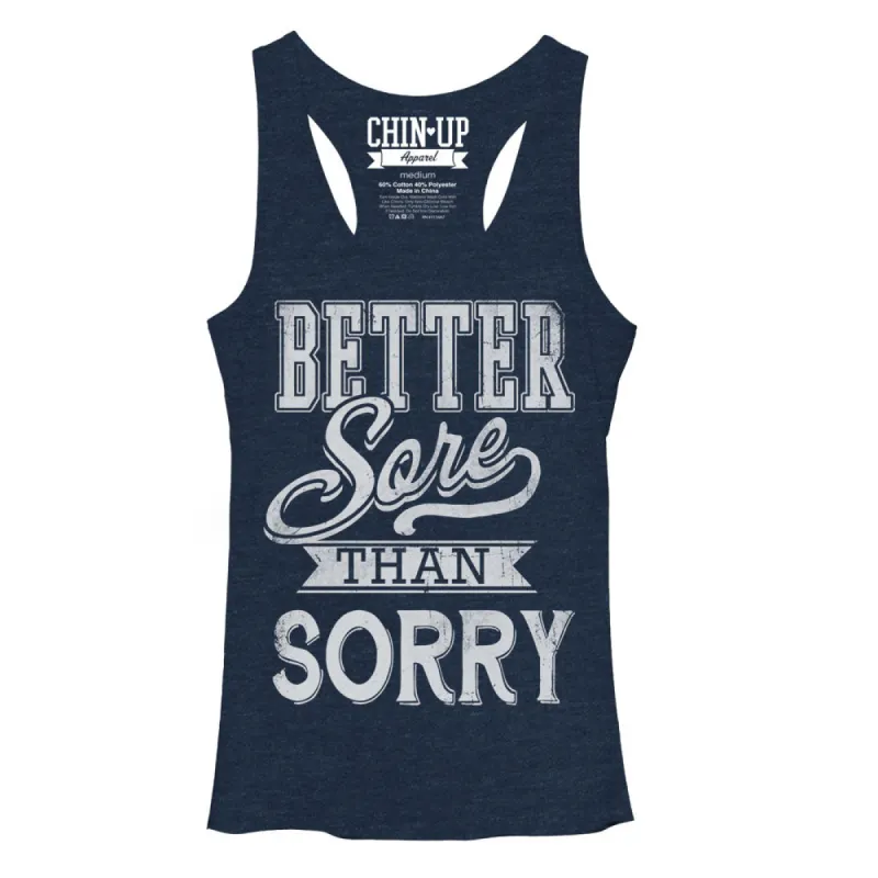 Women's CHIN UP Sore Not Sorry Racerback Tank Top sold by Chin Up Apparel