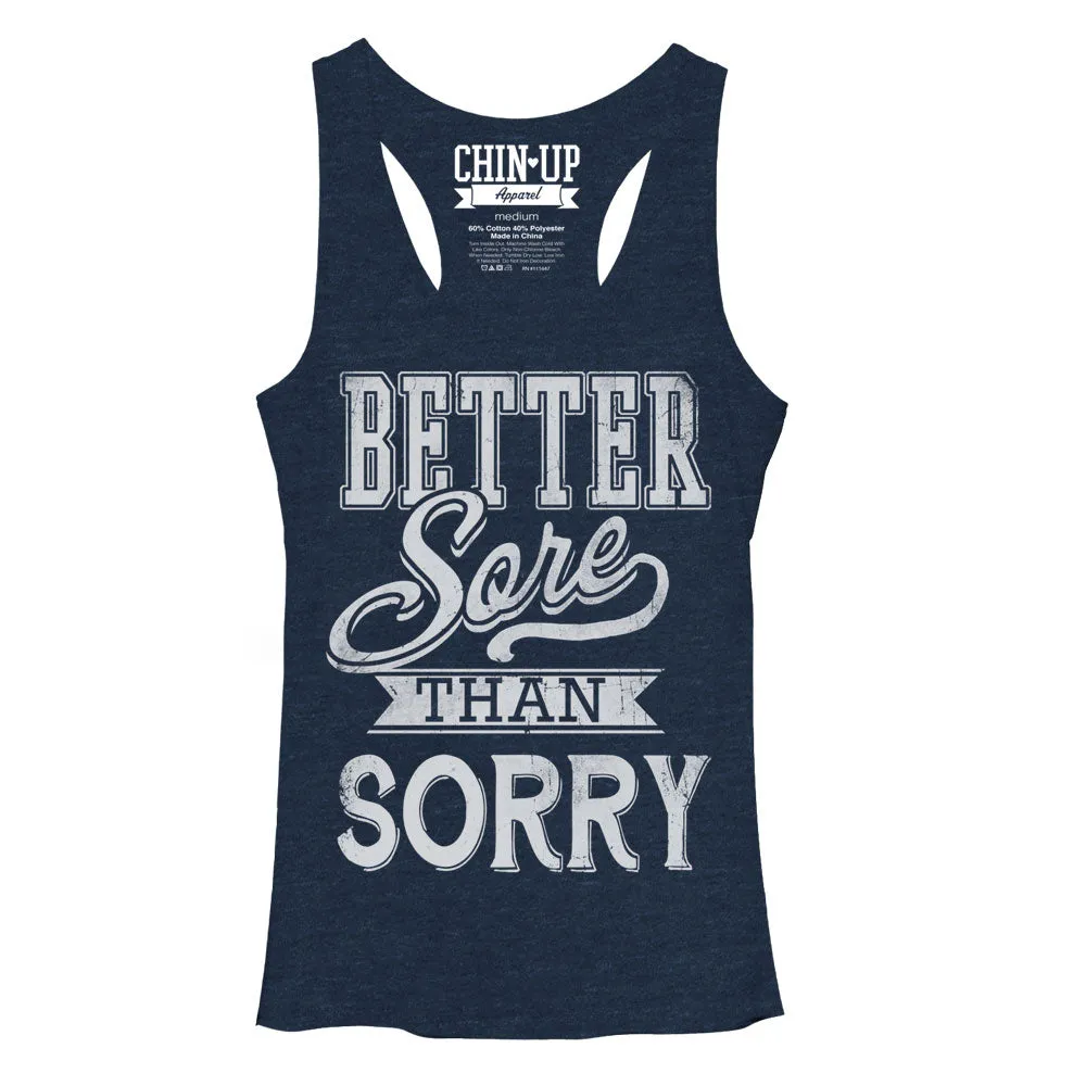 Women's CHIN UP Sore Not Sorry Racerback Tank Top sold by Chin Up Apparel