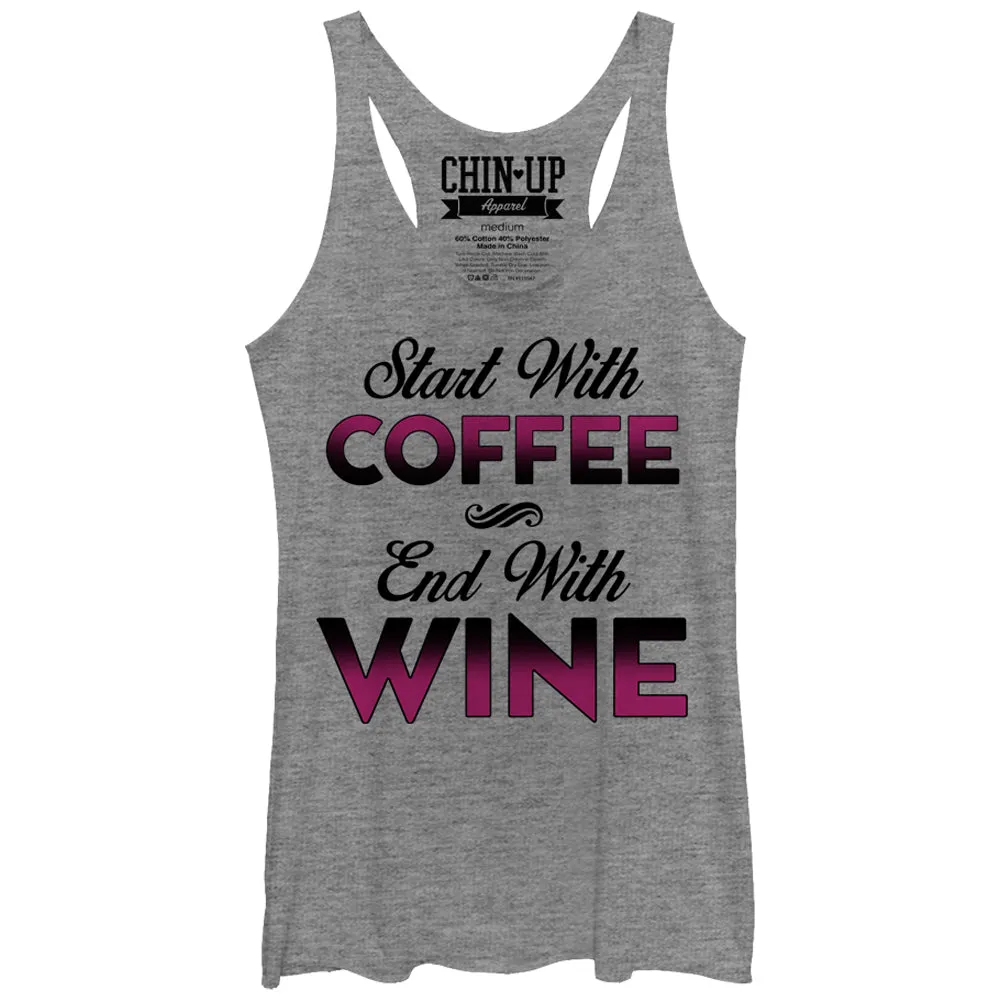 Women's CHIN UP Start With Coffee End With Wine Racerback Tank Top sold by Chin Up Apparel