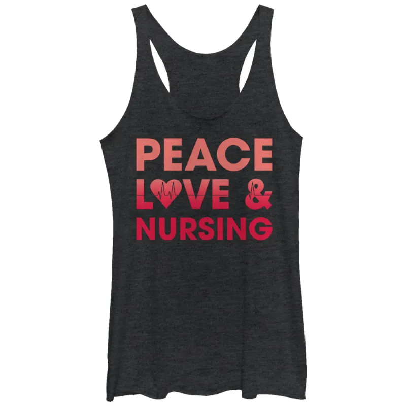 Women's CHIN UP Peace Love and Nursing Racerback Tank Top sold by Chin Up Apparel