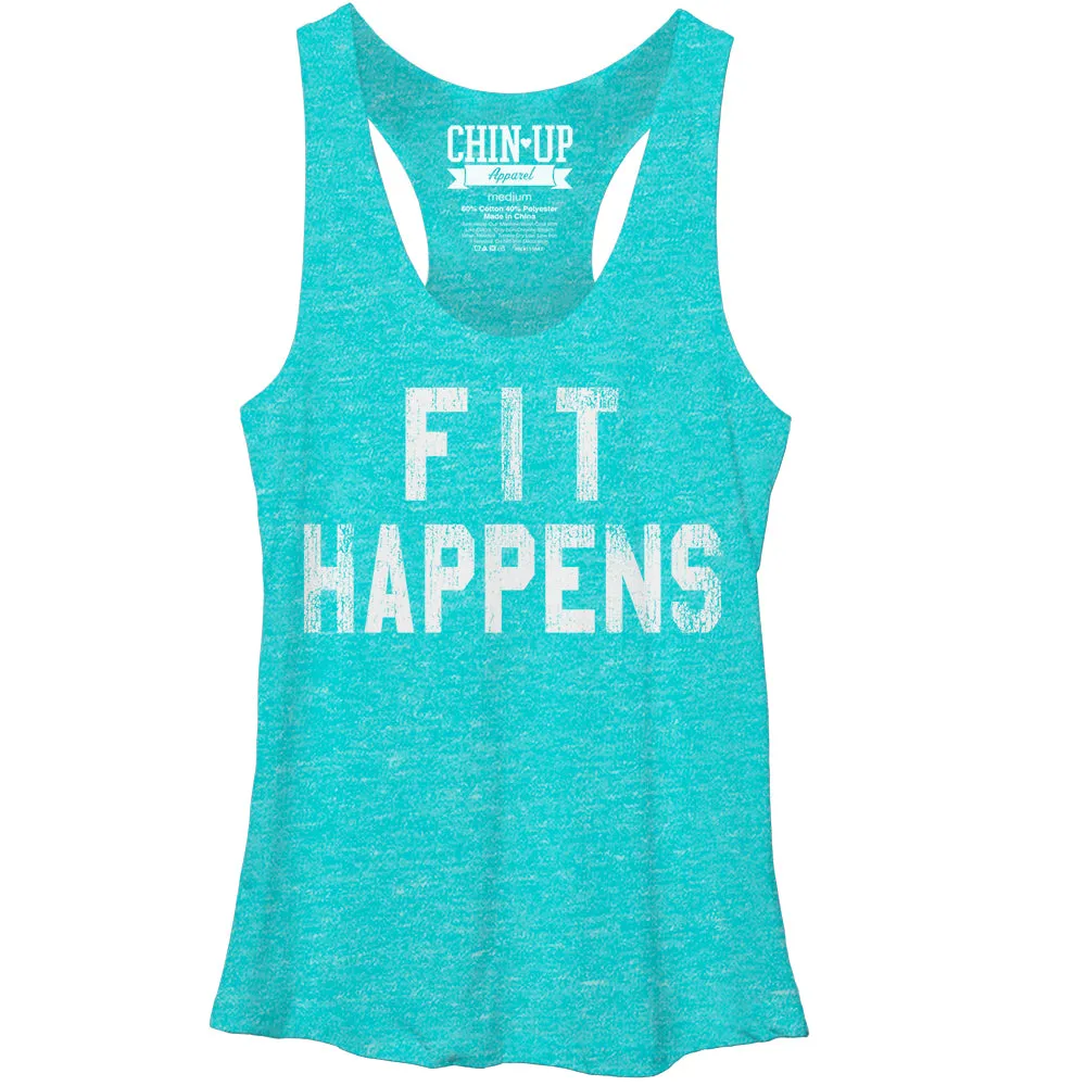 Women's CHIN UP Fit Happens Racerback Tank Top sold by Chin Up Apparel