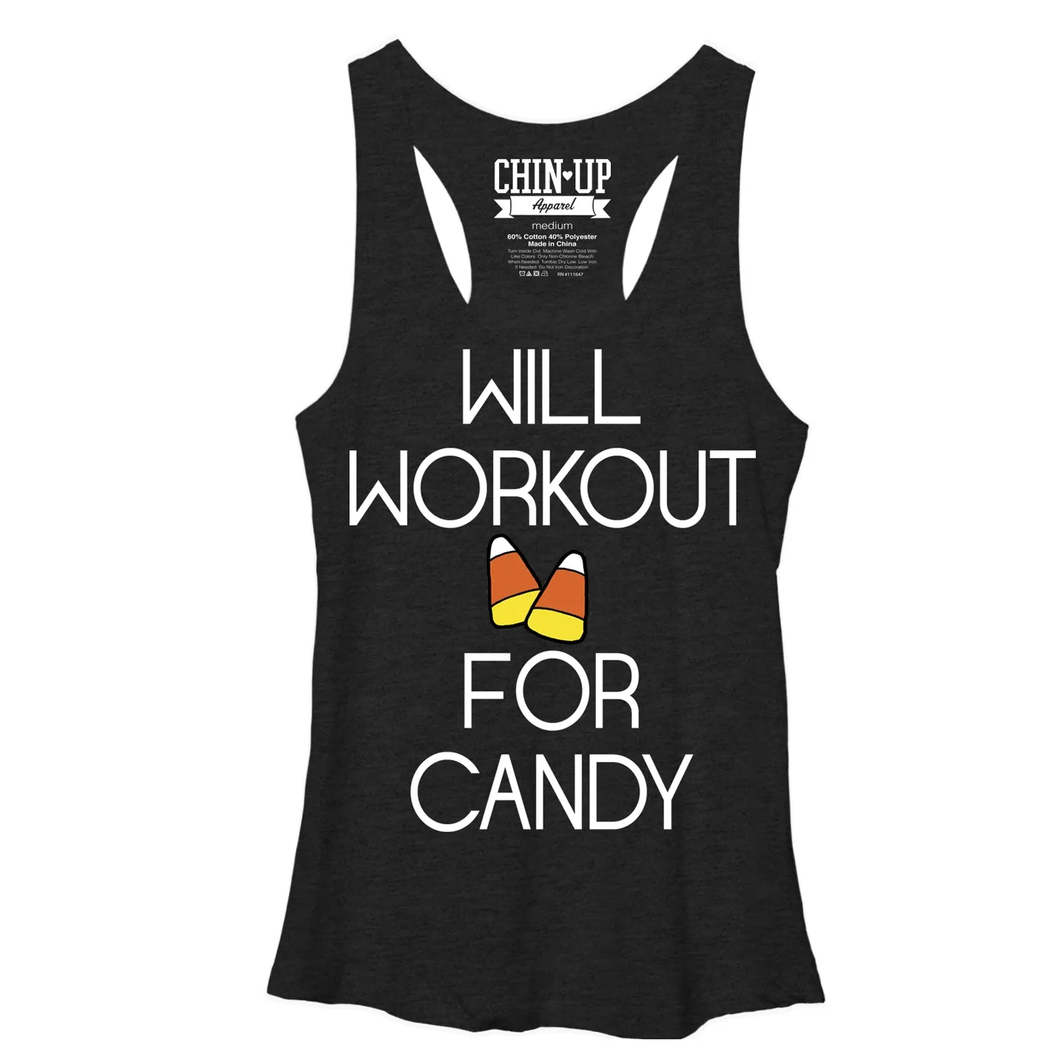 Women's CHIN UP Will Workout for Candy Racerback Tank Top sold by Chin Up Apparel