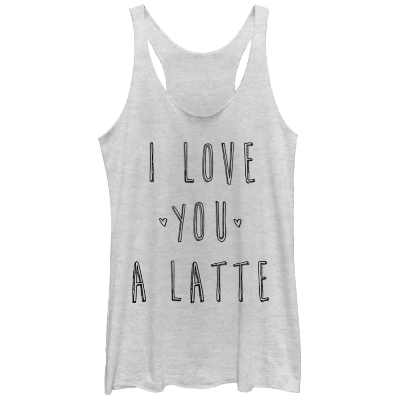 Women's CHIN UP I Love You a Latte Racerback Tank Top sold by Chin Up Apparel