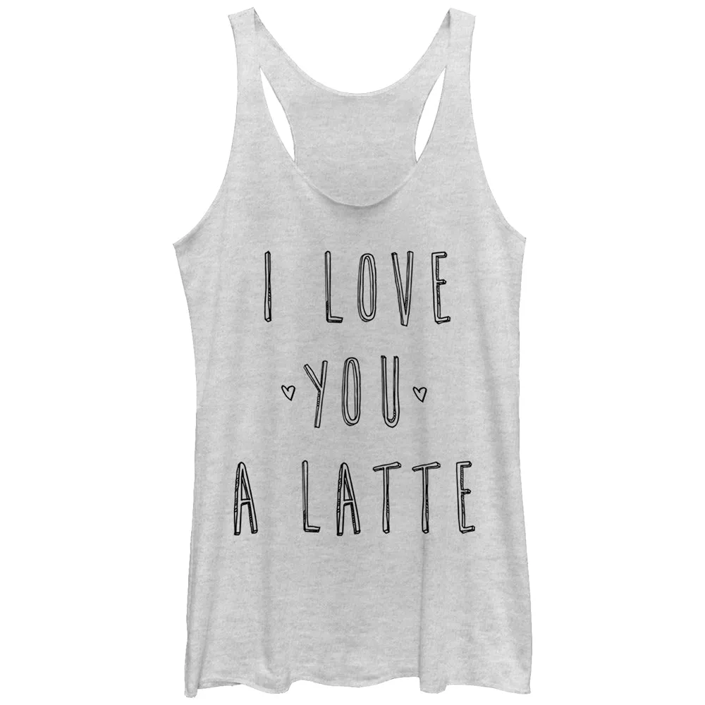 Women's CHIN UP I Love You a Latte Racerback Tank Top sold by Chin Up Apparel