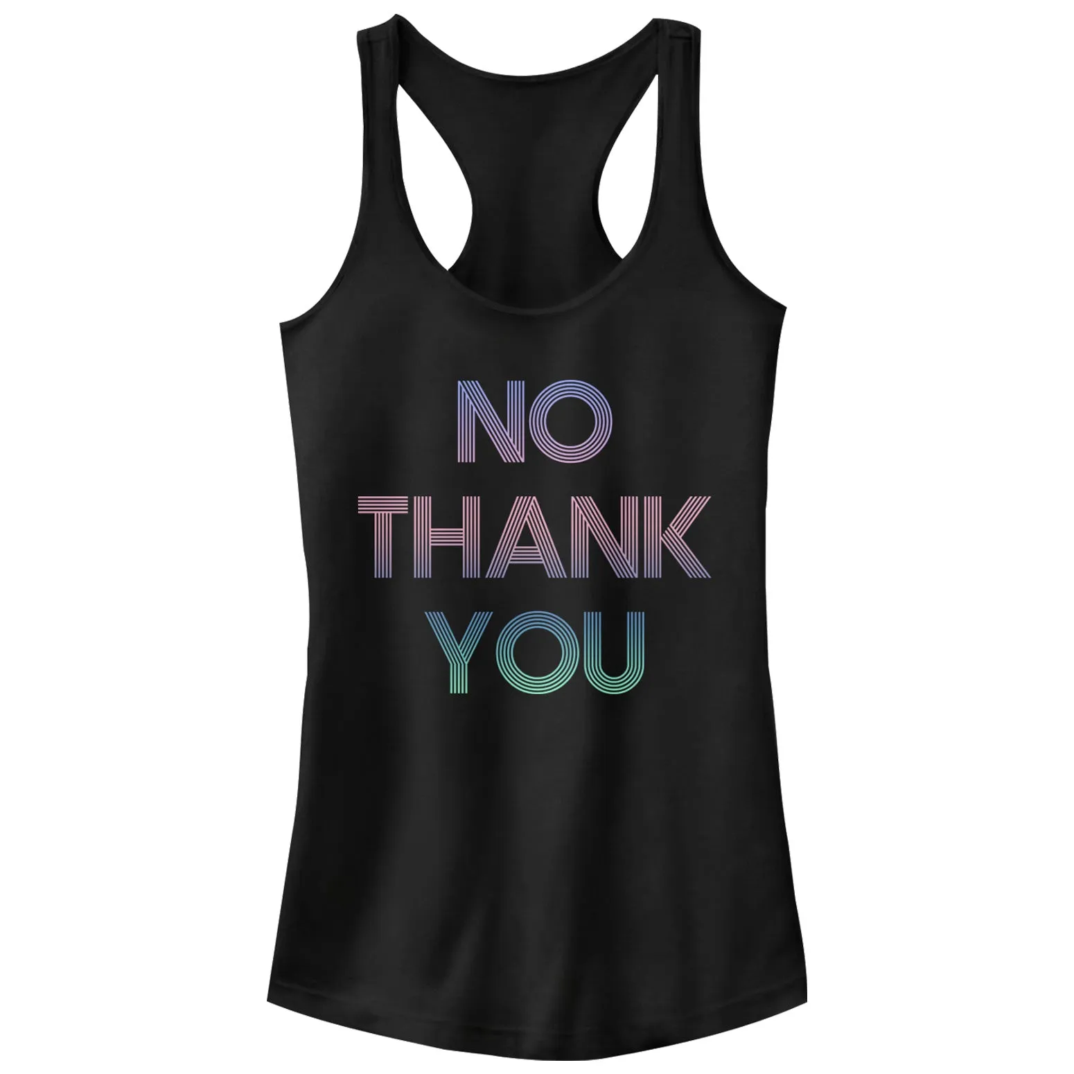 Junior's CHIN UP No Thank You Racerback Tank Top sold by Chin Up Apparel
