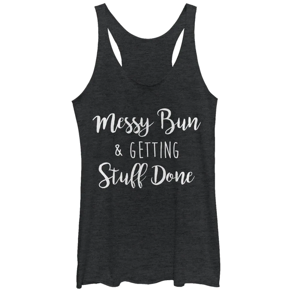 Women's CHIN UP Messy Bun Getting Stuff Done Racerback Tank Top sold by Chin Up Apparel