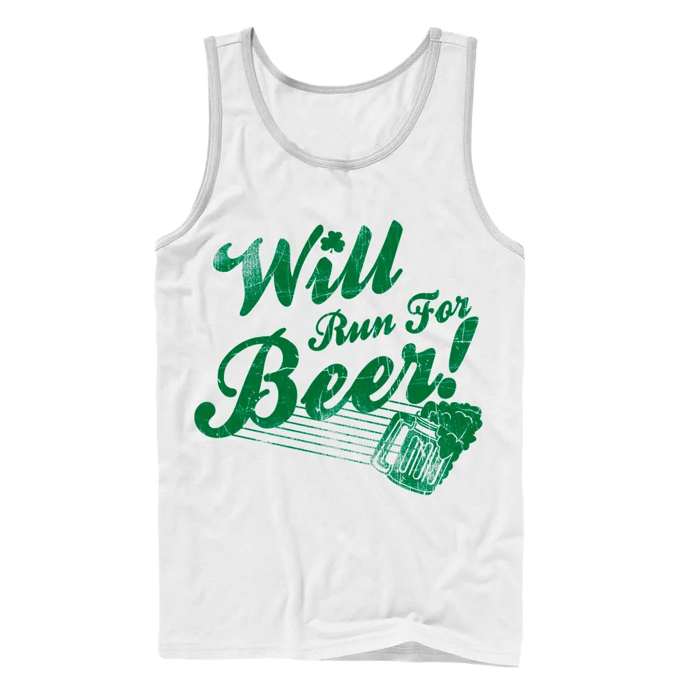 Men's CHIN UP Will Run For Beer Tank Top sold by Chin Up Apparel