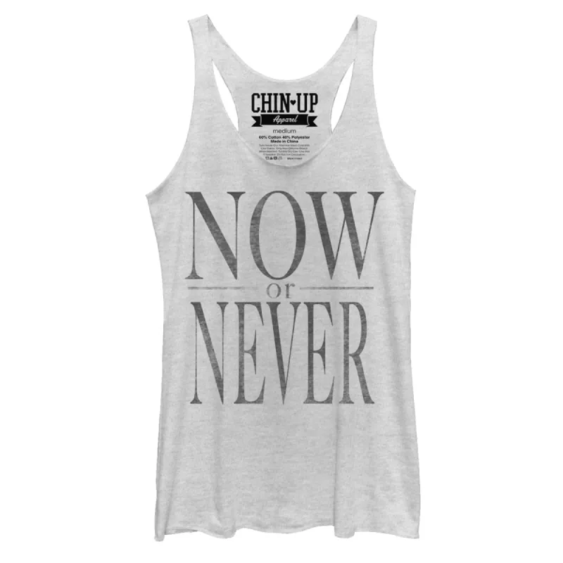 Women's CHIN UP Now or Never Racerback Tank Top sold by Chin Up Apparel