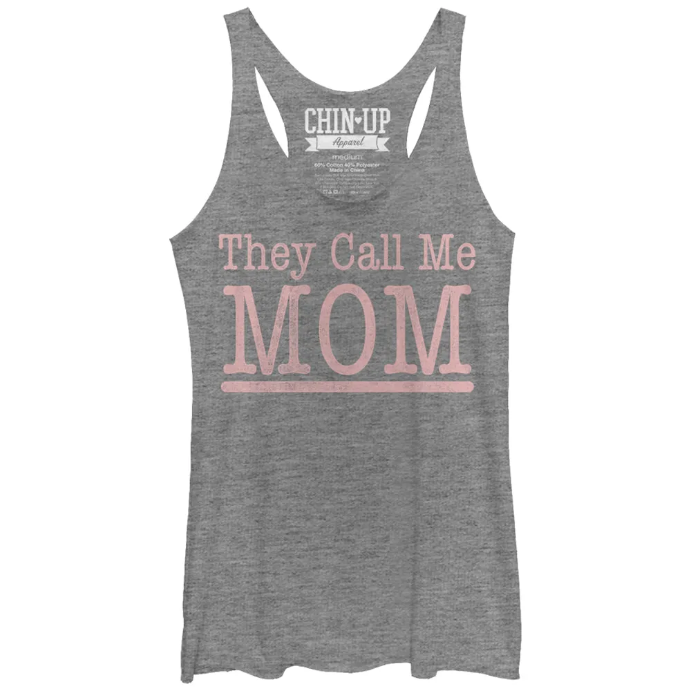 Women's CHIN UP Call Me Mom Racerback Tank Top sold by Chin Up Apparel