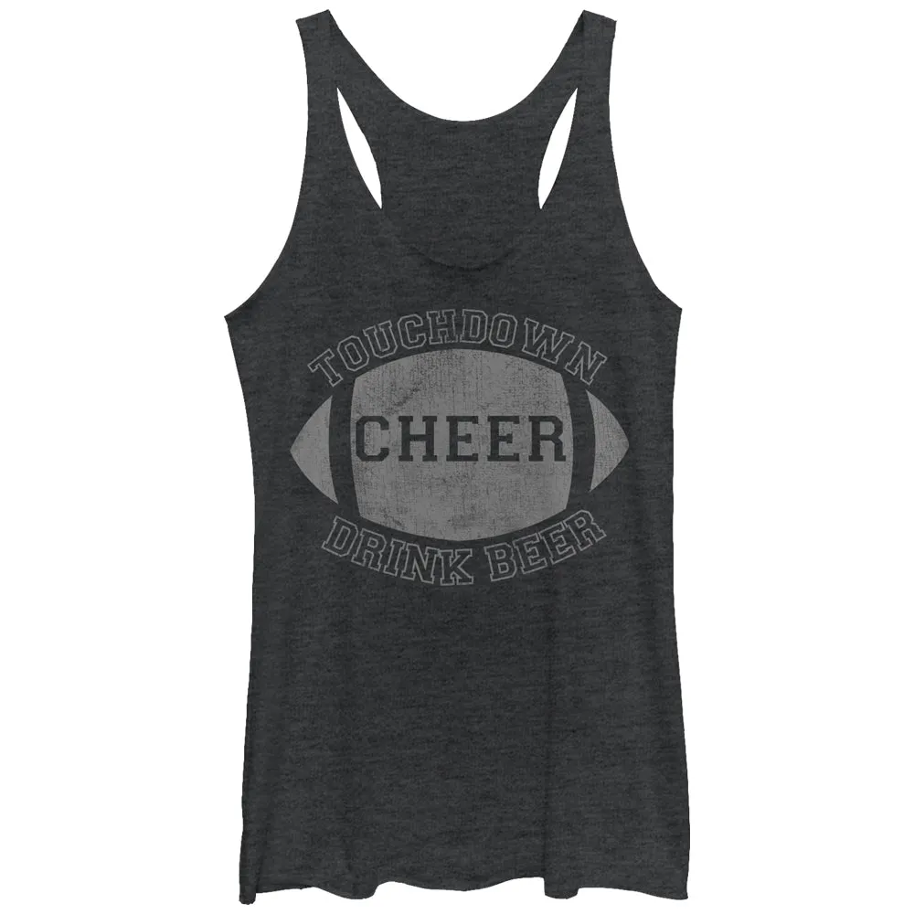 Women's CHIN UP Football Touchdown Cheer Drink Beer Racerback Tank Top sold by Chin Up Apparel