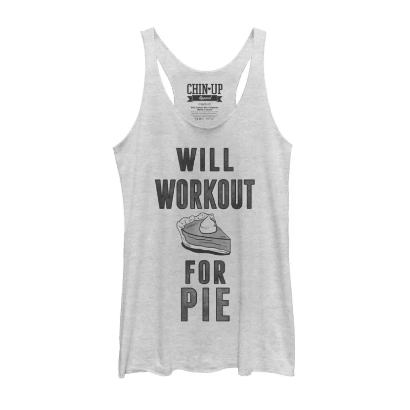 Women's CHIN UP Will Workout for Pie Racerback Tank Top sold by Chin Up Apparel