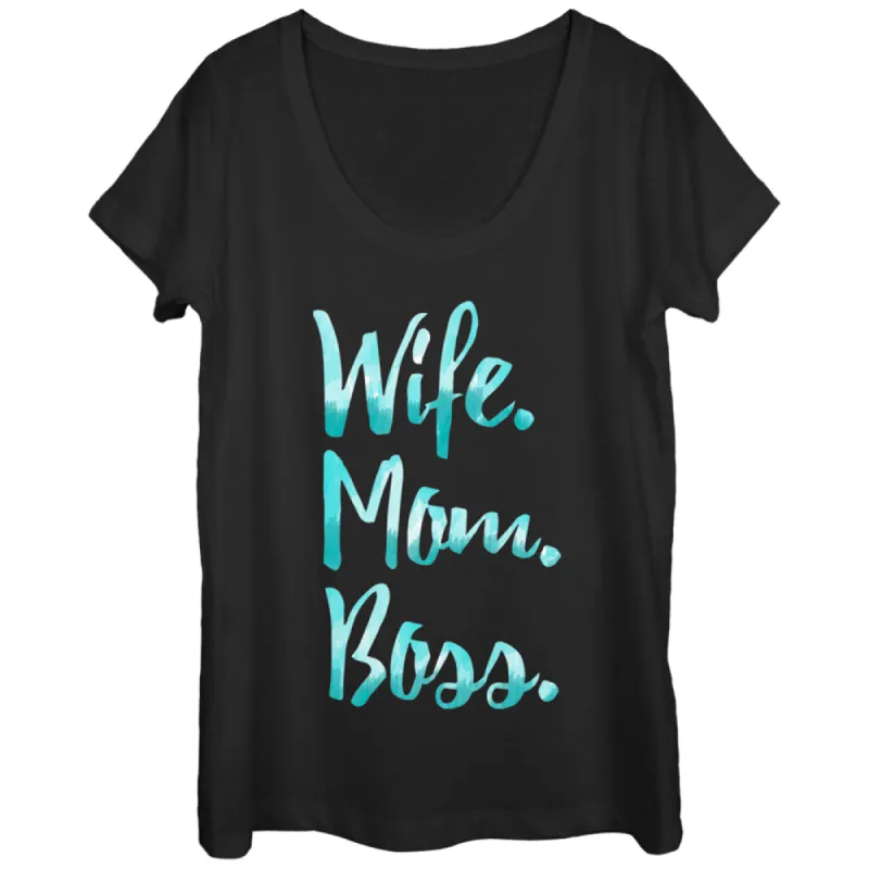 Women's CHIN UP Wife Mom Boss Scoop Neck made by Chin Up Apparel