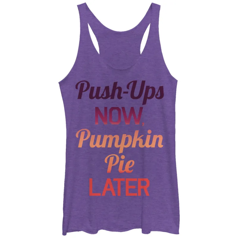 Women's CHIN UP Push-Ups and Pumpkin Pie Racerback Tank Top sold by Chin Up Apparel
