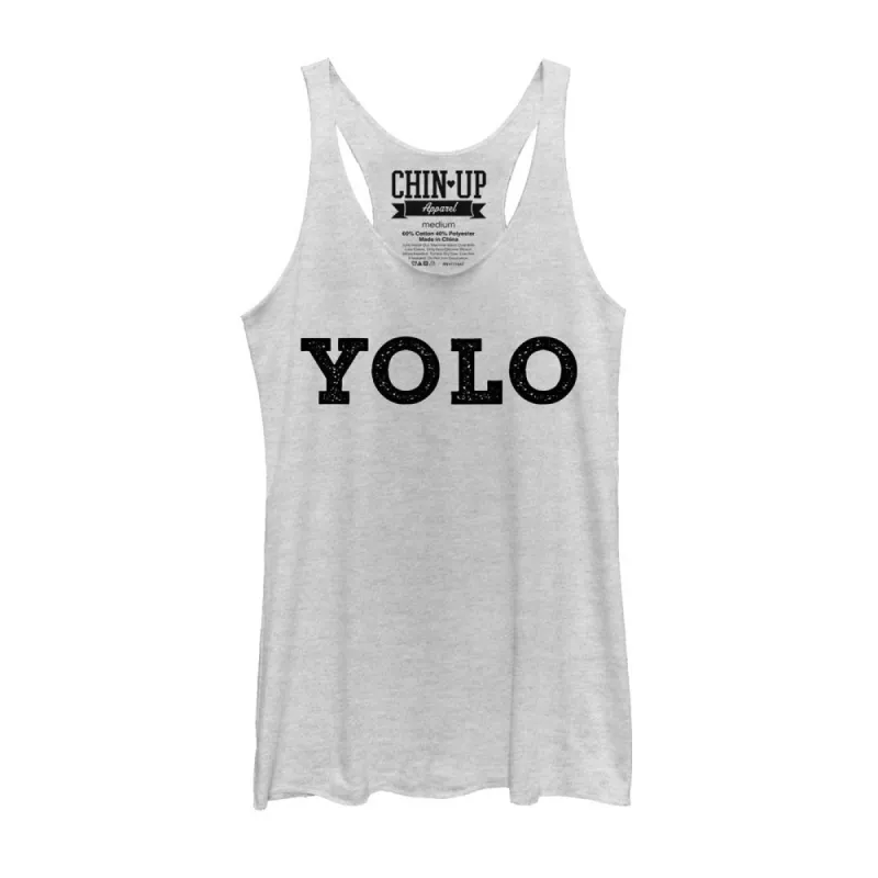 Women's CHIN UP YOLO Racerback Tank Top sold by Chin Up Apparel