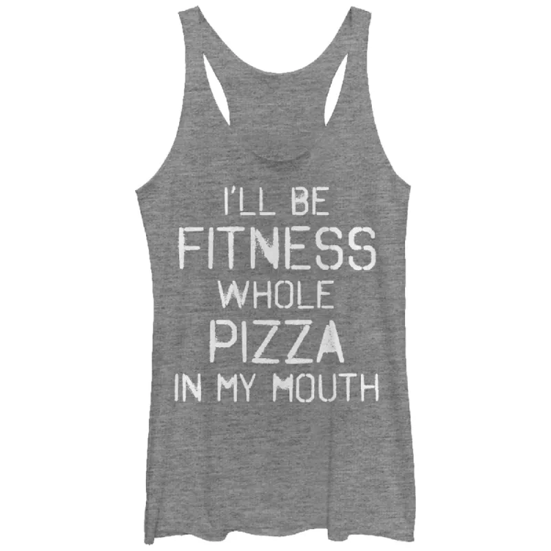 Women's CHIN UP Fitness Pizza in Mouth Racerback Tank Top sold by Chin Up Apparel