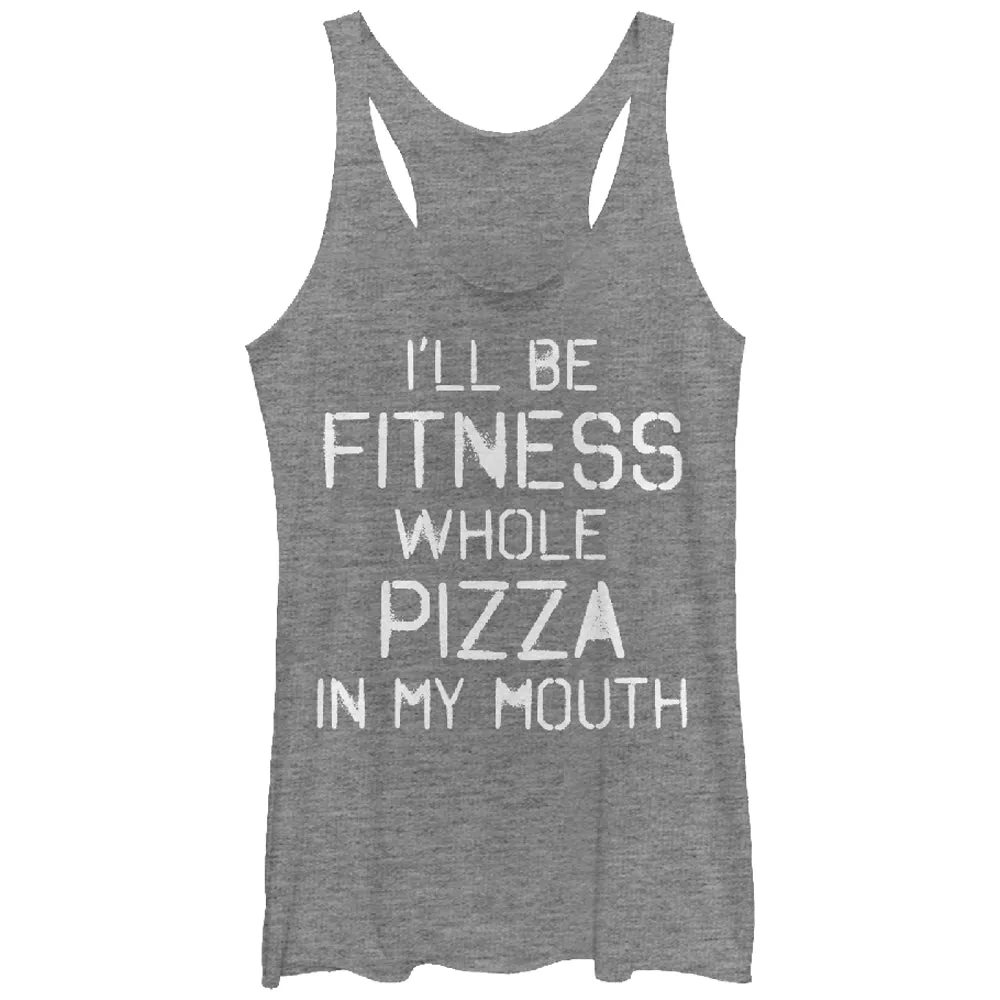 Women's CHIN UP Fitness Pizza in Mouth Racerback Tank Top sold by Chin Up Apparel