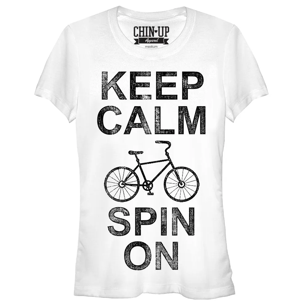 Junior's CHIN UP Keep Calm Spin On T-Shirt sold by Chin Up Apparel