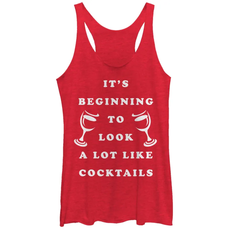 Women's CHIN UP Christmas Cocktails Racerback Tank Top sold by Chin Up Apparel