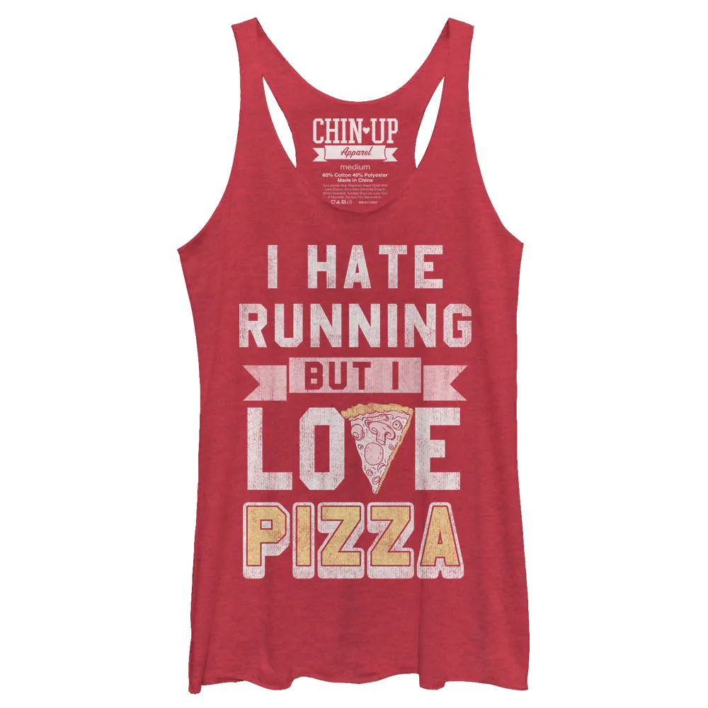 Women's CHIN UP Hate Running Love Pizza Racerback Tank Top sold by Chin Up Apparel