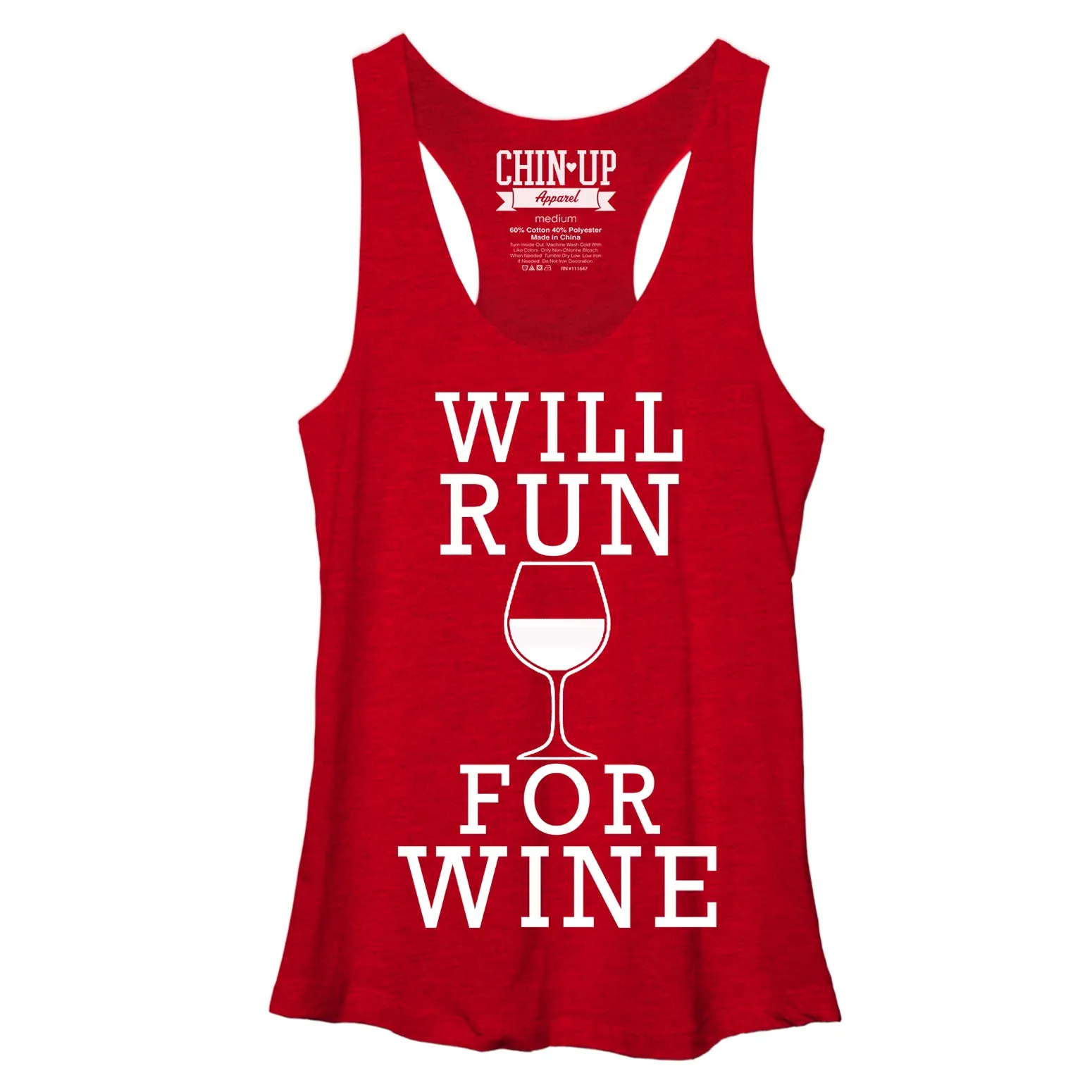 Women's CHIN UP Will Run For Wine Racerback Tank Top sold by Chin Up Apparel