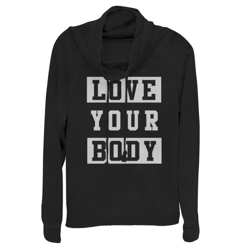 Junior's CHIN UP Love Your Body Cowl Neck Sweatshirt sold by Chin Up Apparel