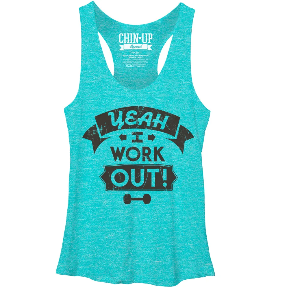 Women's CHIN UP I Work Out Racerback Tank Top sold by Chin Up Apparel