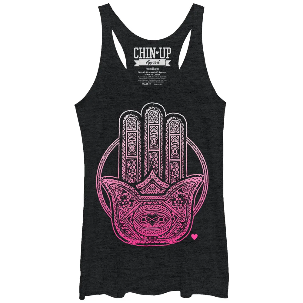 Women's CHIN UP Henna Hamsa Racerback Tank Top sold by Chin Up Apparel
