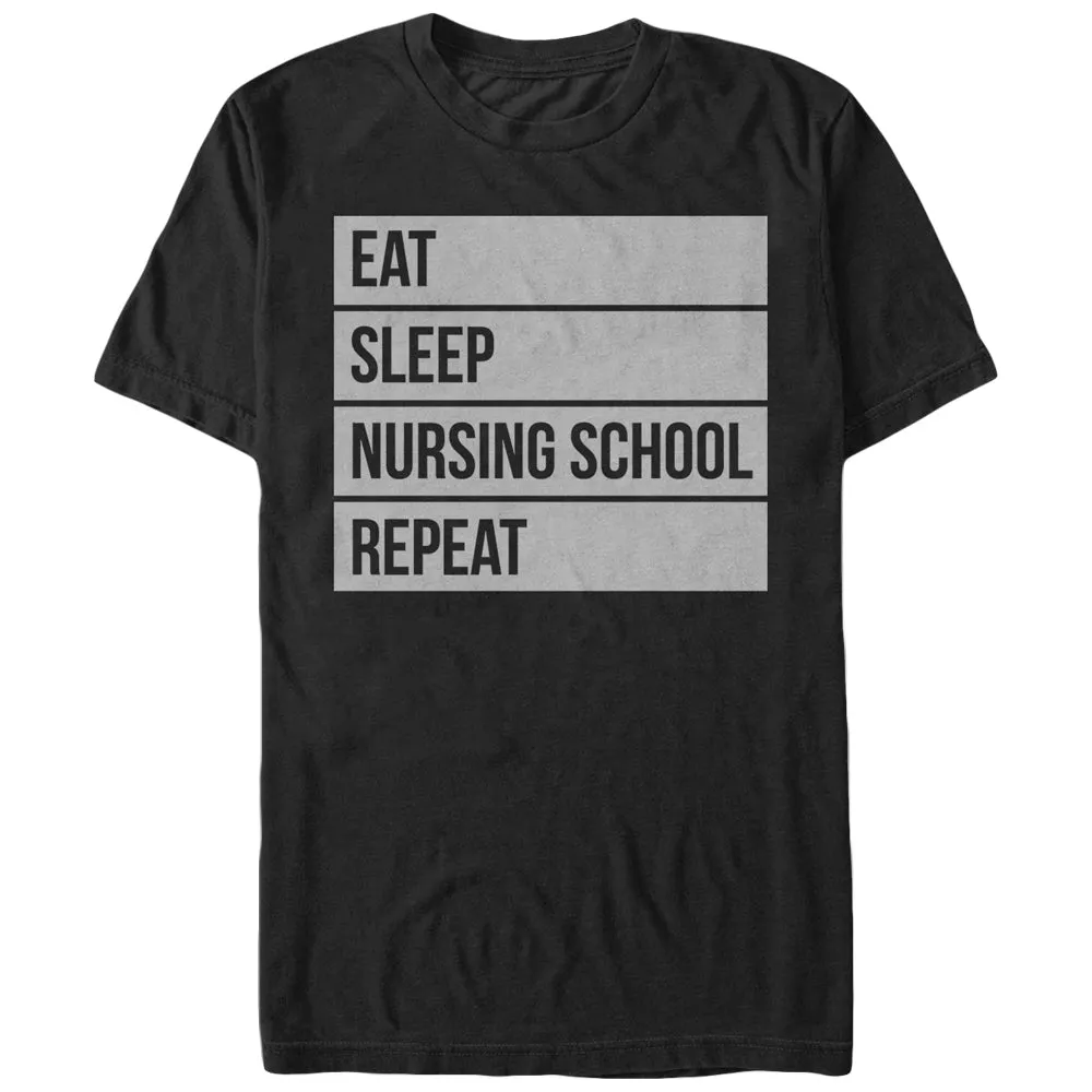 Women's CHIN UP Eat Sleep Nursing School Repeat Boyfriend Tee sold by Chin Up Apparel