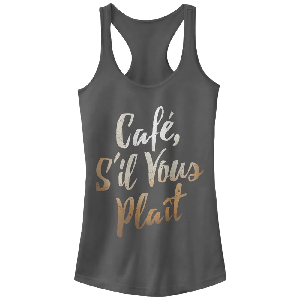 Junior's CHIN UP Cafe S'il Vous Plait Racerback Tank Top sold by Chin Up Apparel