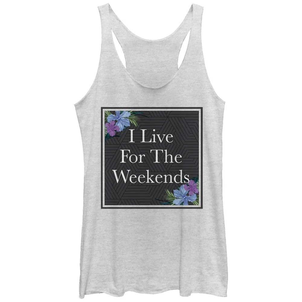 Women's CHIN UP Live for the Weekends Racerback Tank Top sold by Chin Up Apparel