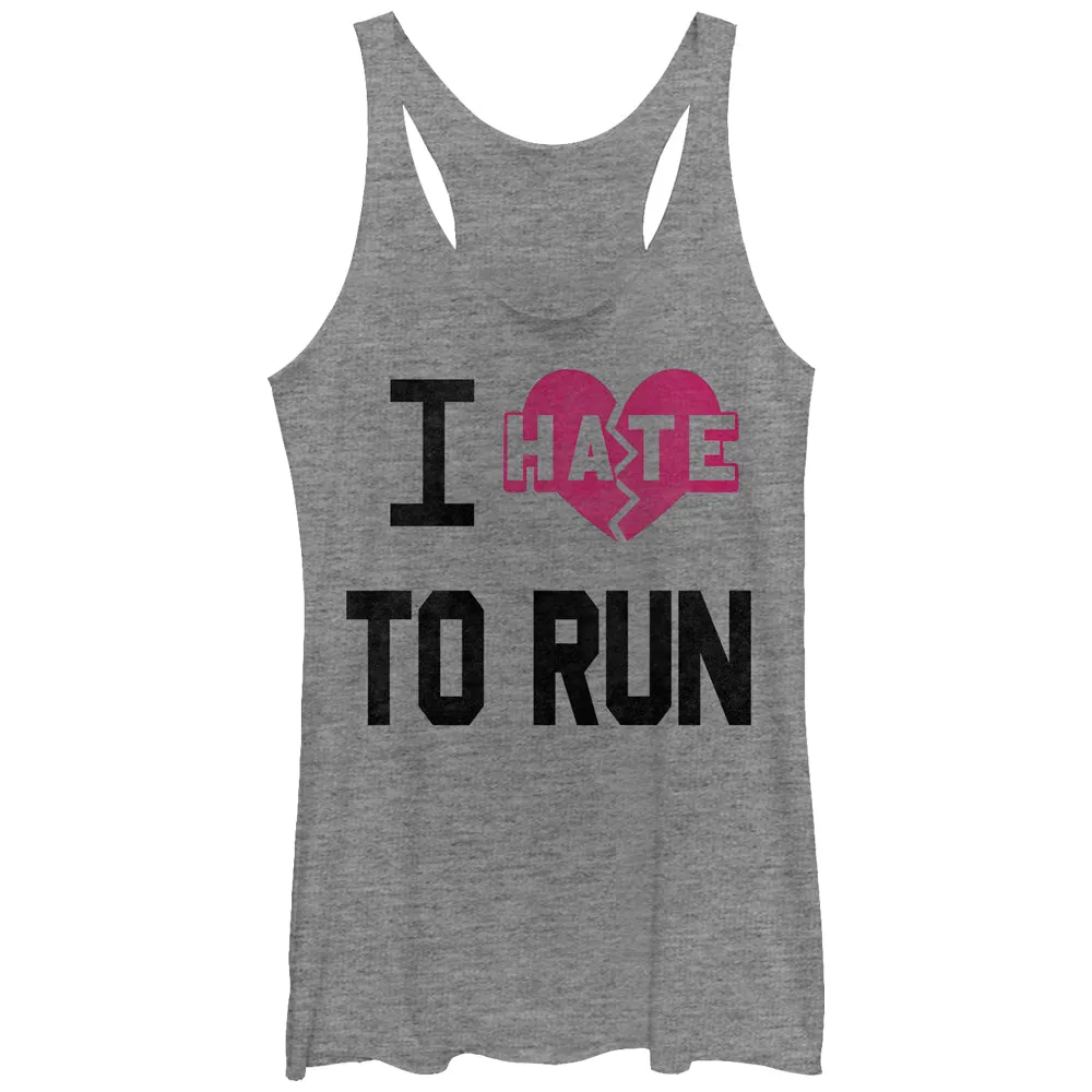 Women's CHIN UP I Hate Heart To Run Racerback Tank Top sold by Chin Up Apparel