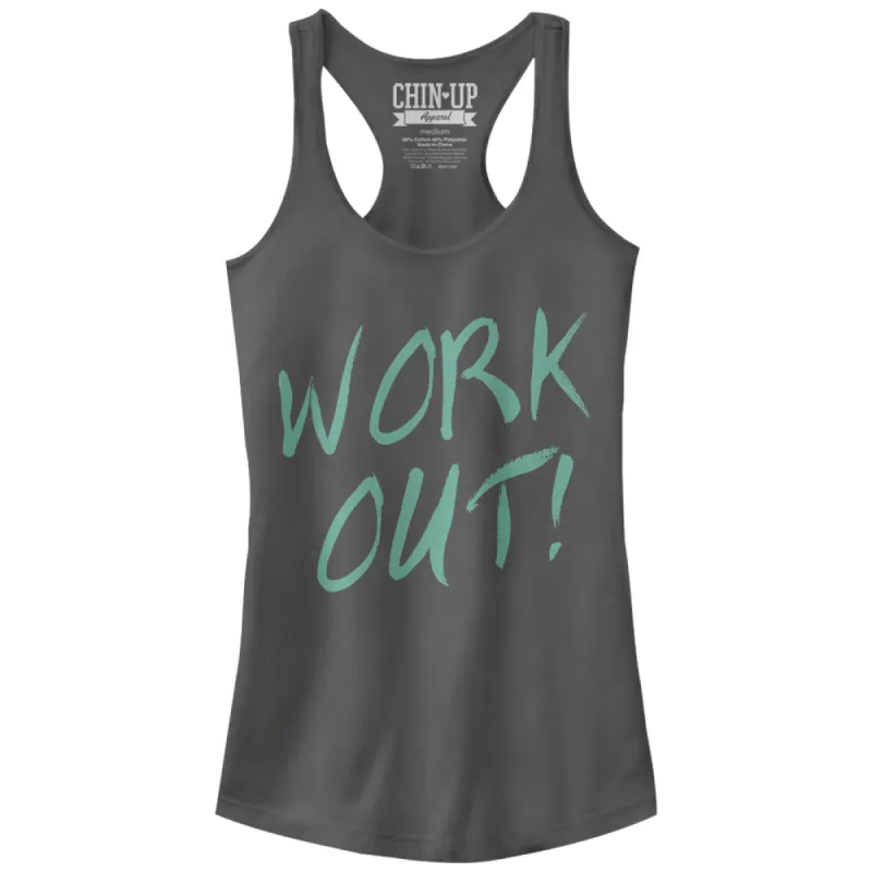 Junior's CHIN UP Time to Work Out Racerback Tank Top sold by Chin Up Apparel
