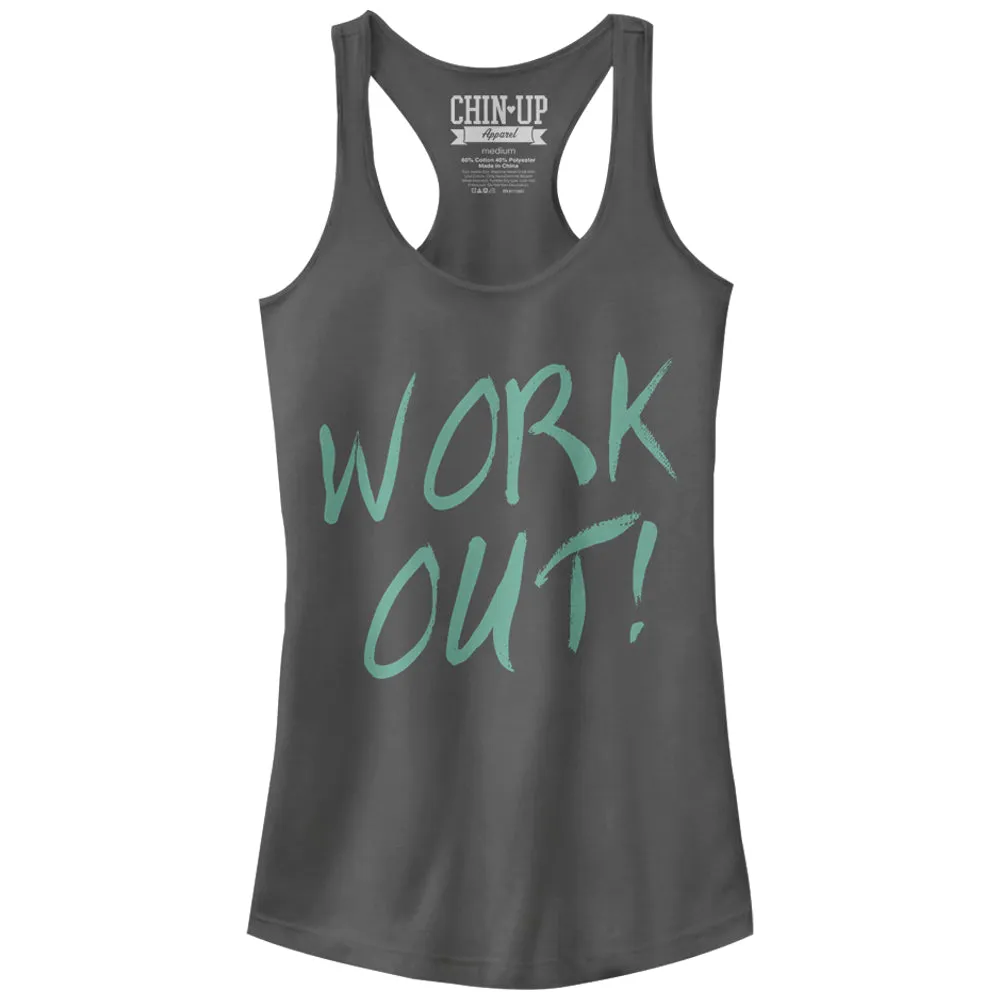 Junior's CHIN UP Time to Work Out Racerback Tank Top sold by Chin Up Apparel