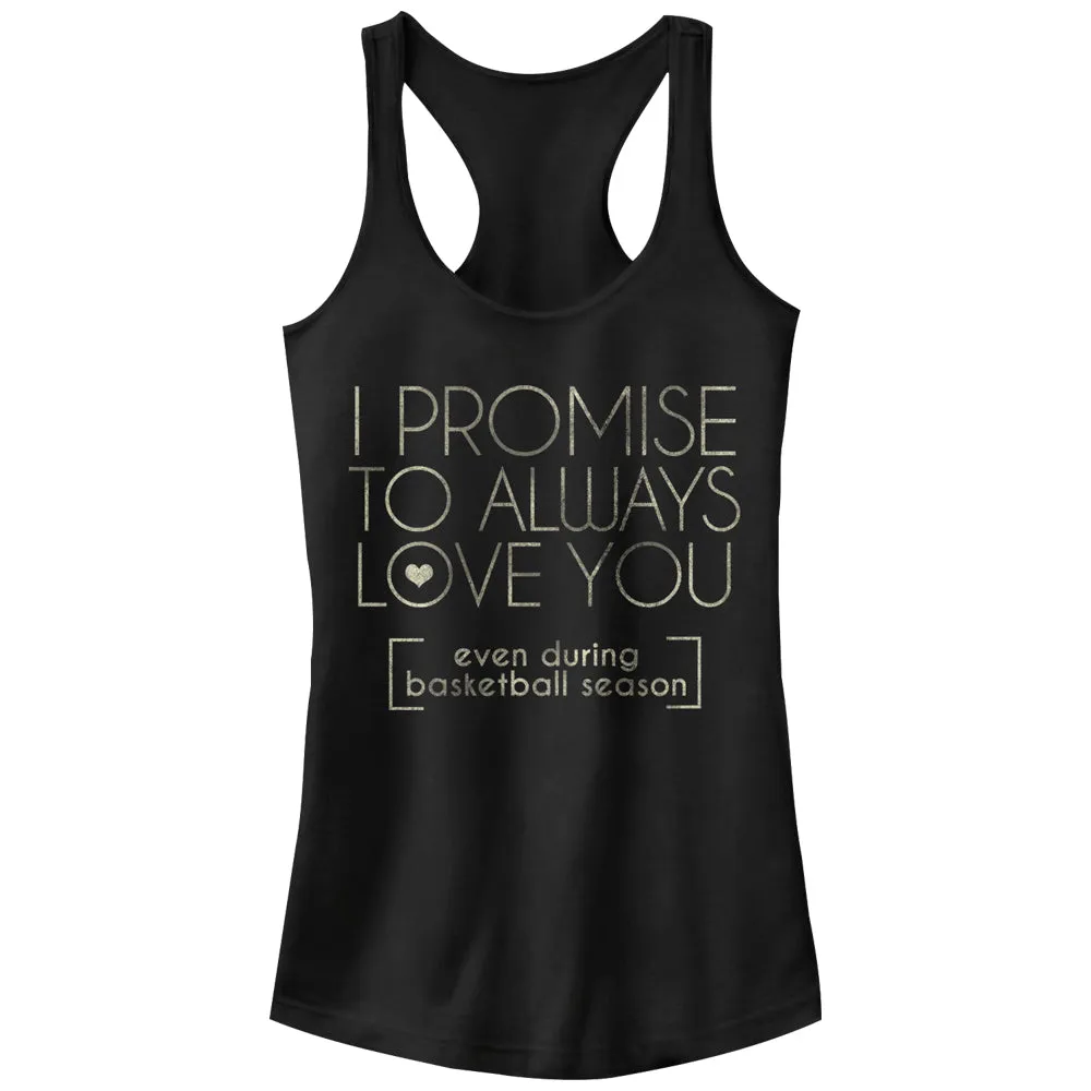 Junior's CHIN UP Promise to Love You in Basketball Racerback Tank Top sold by Chin Up Apparel