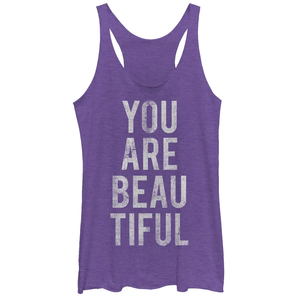 Women's CHIN UP You are Beautiful Vertical Racerback Tank Top sold by Chin Up Apparel