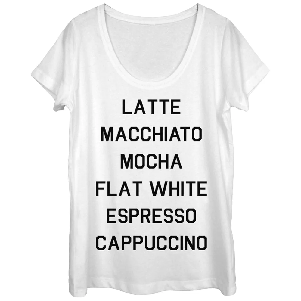 Women's CHIN UP Latte Macchiato Mocha Coffee Scoop Neck sold by Chin Up Apparel