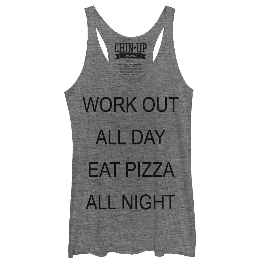 Women's CHIN UP Eat Pizza All Night Racerback Tank Top sold by Chin Up Apparel
